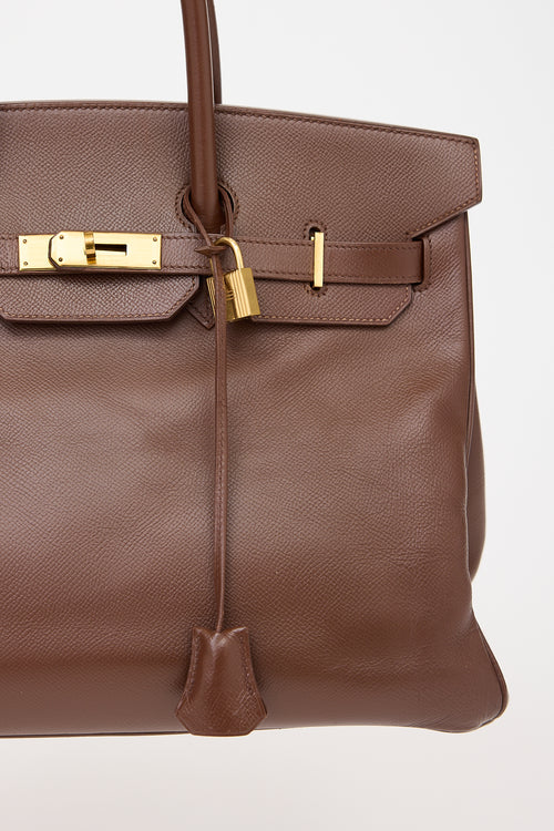 Hermès 2000 Marron Fonce Courchevel Birkin 35 Bag