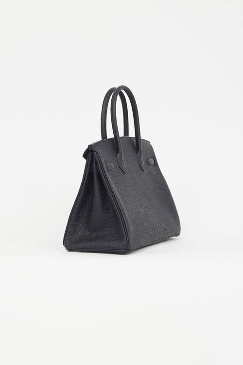 Hermès 2022 Noir Clemence Leather & Gold Birkin 30 Bag