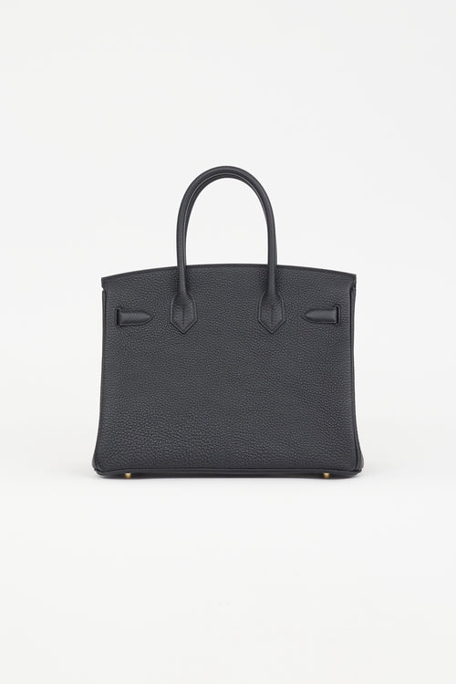 Hermès 2022 Noir Clemence Leather & Gold Birkin 30 Bag