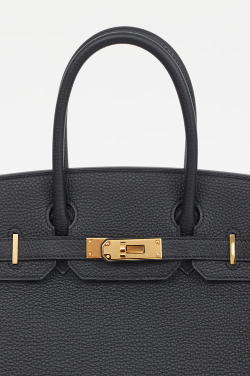 Hermès 2022 Noir Clemence Leather & Gold Birkin 30 Bag