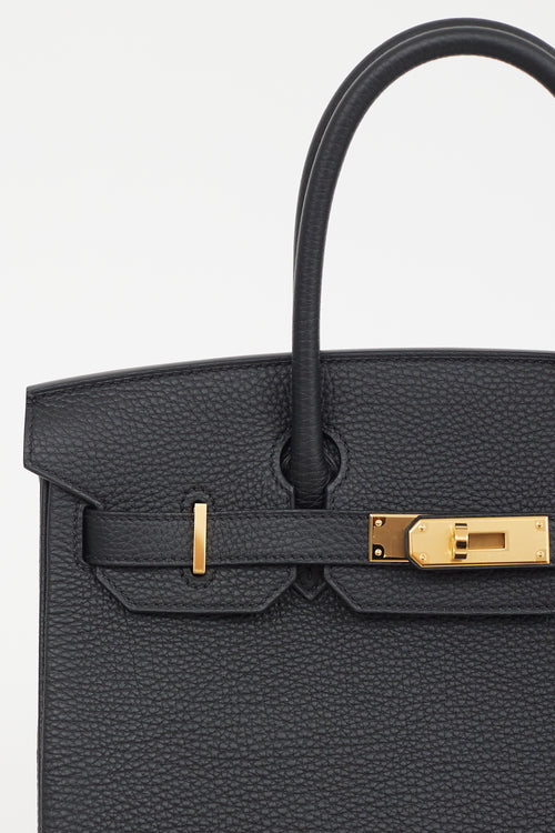 Hermès 2022 Noir Clemence Leather & Gold Birkin 30 Bag