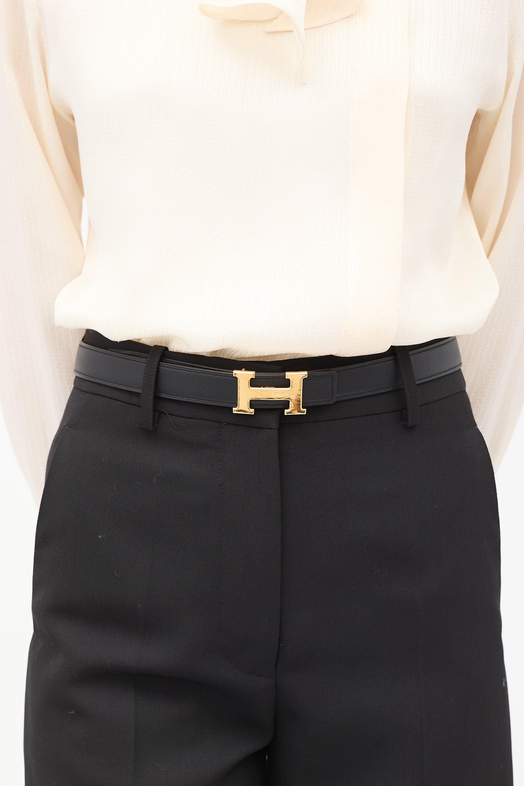 Hermès Noir & Etoupi Swift & Epsom Reversible H Belt