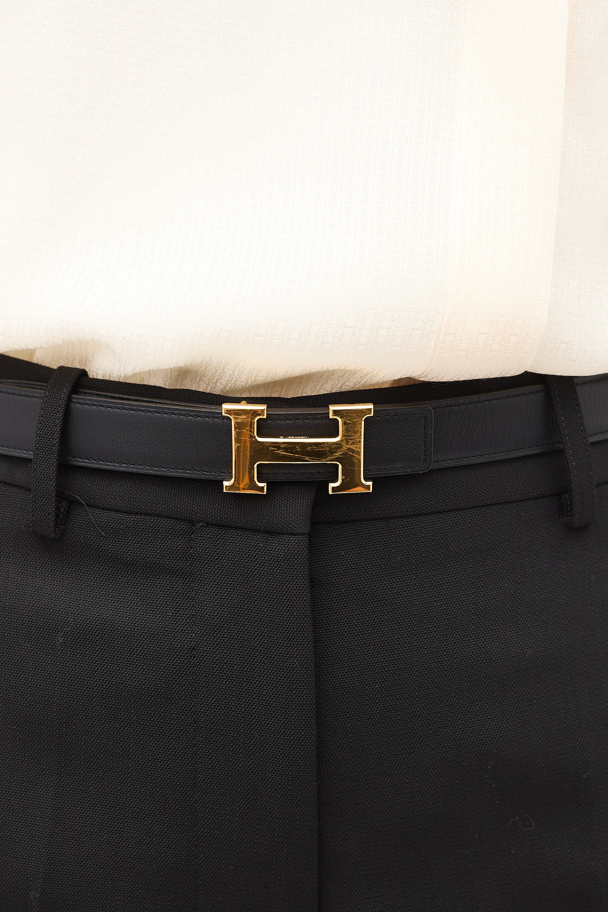 Hermès Noir & Etoupi Swift & Epsom Reversible H Belt