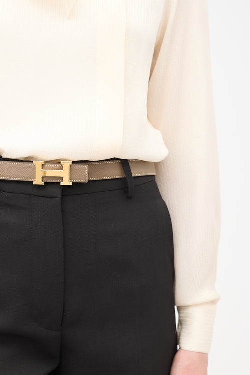 Hermès Noir & Etoupi Swift & Epsom Reversible H Belt