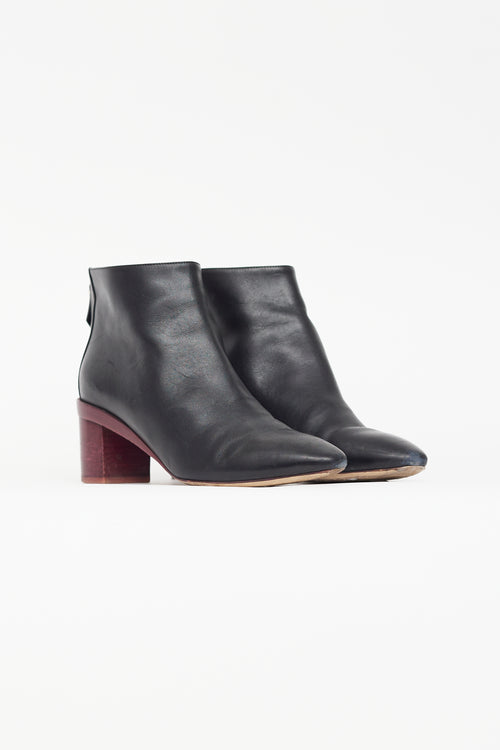 Hermès Black & Burgundy Almond Toe Boot
