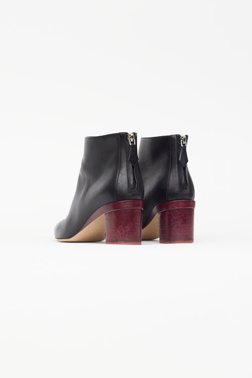 Hermès Black & Burgundy Almond Toe Boot
