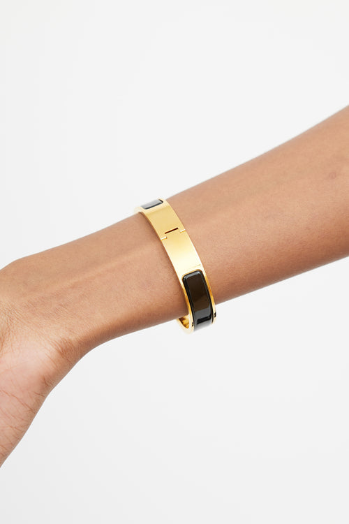 Hermès Black & Gold Clic Cadenas Bracelet