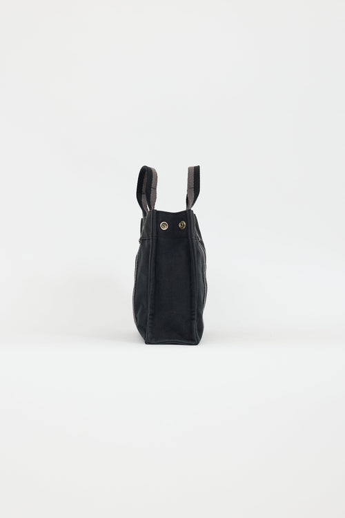 Hermès 2000s Black & Grey Toile Herline Fourre Tout PM Bag