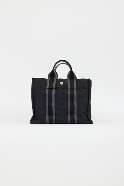 Hermès 2000s Black & Grey Toile Herline Fourre Tout PM Bag