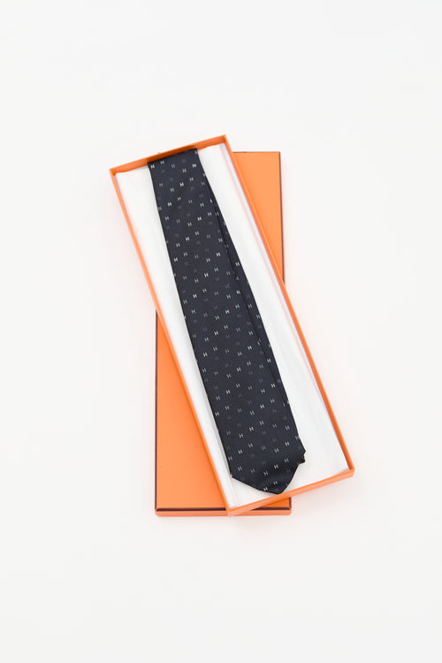 Hermès Navy & Multi Silk H Scintillant Tie