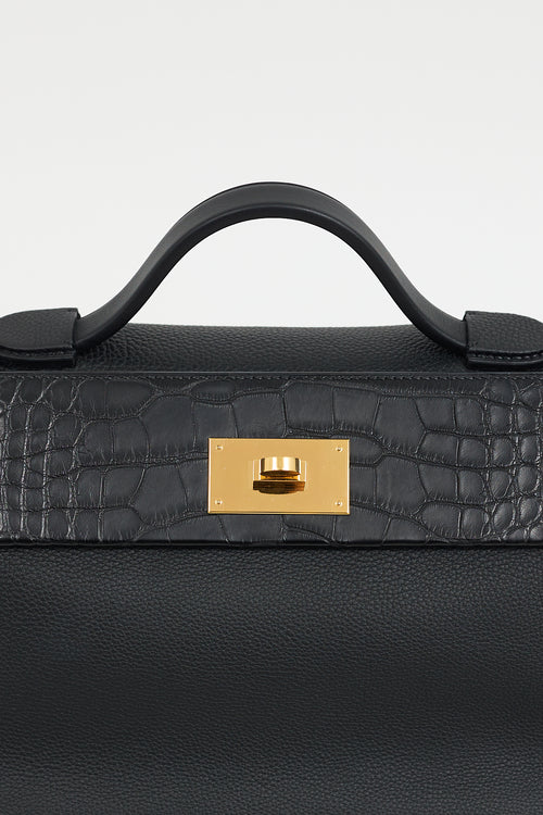 Hermès 2022 Noir Togo & Exotic Leather 24/24 Touch Bag