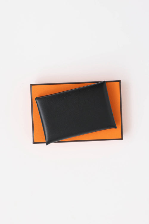Hermès Box Leather Calvi Card Holder
