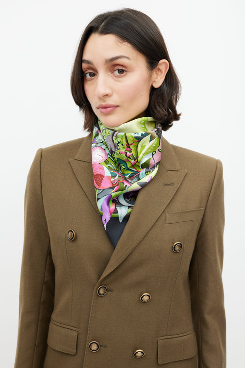 Hermès Black & Green Au Coeur de la Vie 90 Scarf