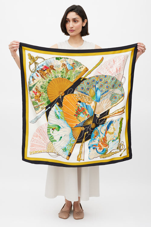 Hermès Black & Multicolour Brise De Charme 90 Scarf