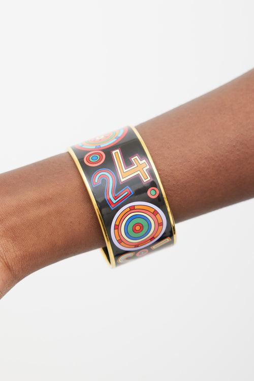 Hermès Black & Multicolour Enamel Tohu Bohu Print Bangle