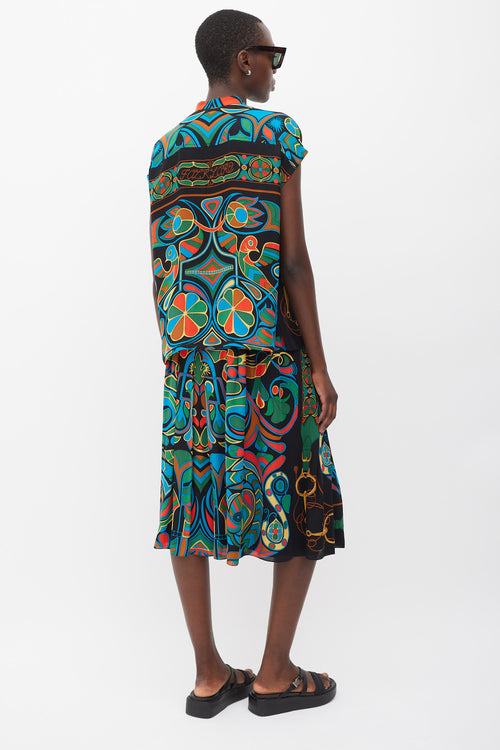 Hermès Black & Multicolour Silk Folklore Co-Ord Set