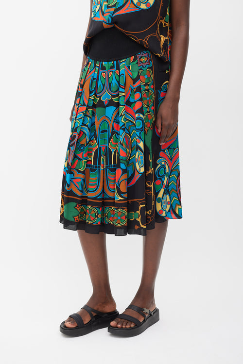 Hermès Black & Multicolour Silk Folklore Co-Ord Set