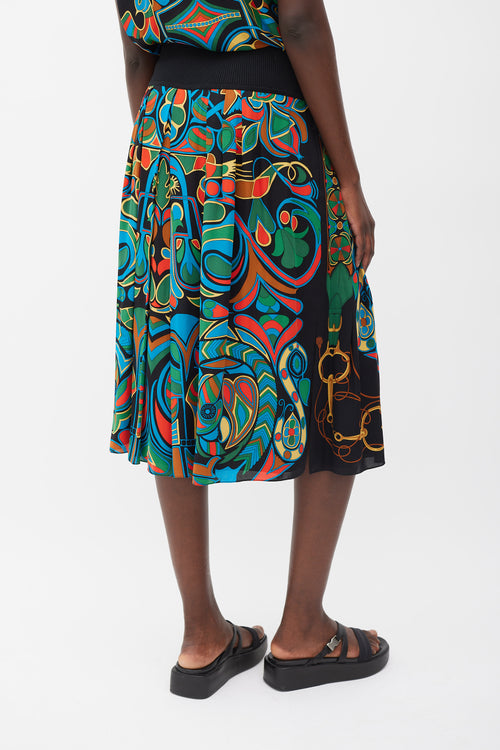 Hermès Black & Multicolour Silk Folklore Co-Ord Set