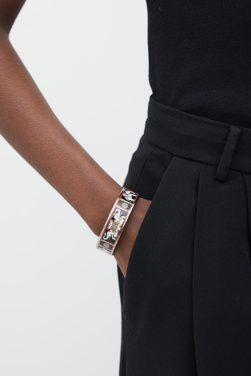 Hermès Black & Red Enamel Torana Print Bangle