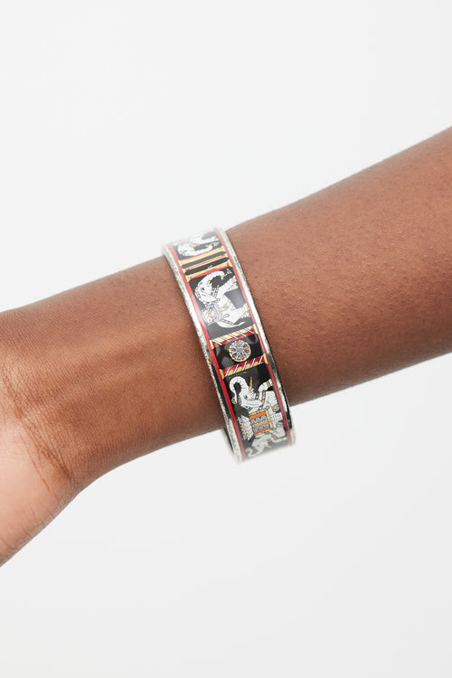 Hermès Black & Red Enamel Torana Print Bangle
