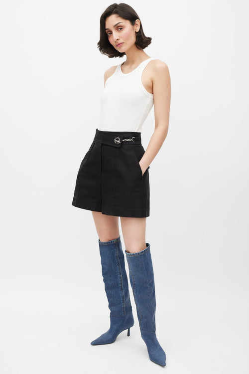 Hermès Black & Silver Chaine D'Ancre Pleated Wide Leg Short