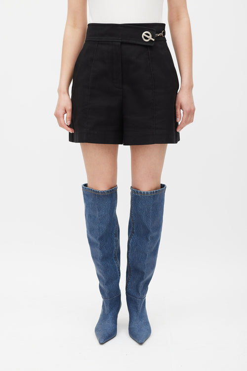 Hermès Black & Silver Chaine D'Ancre Pleated Wide Leg Short