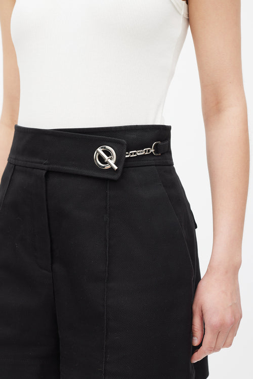 Hermès Black & Silver Chaine D'Ancre Pleated Wide Leg Short