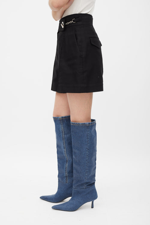 Hermès Black & Silver Chaine D'Ancre Pleated Wide Leg Short