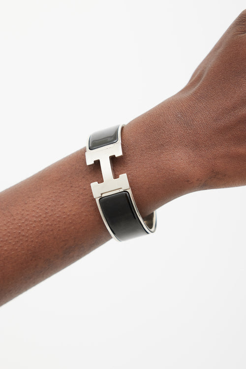 Hermès Black & Silver Clic Clac H Bracelet