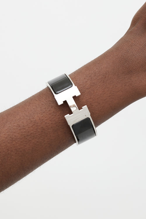 Hermès Black & Silver Clic Clac H Bracelet