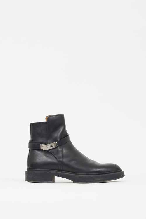 Hermès Black & Silver Leather Veo Boot