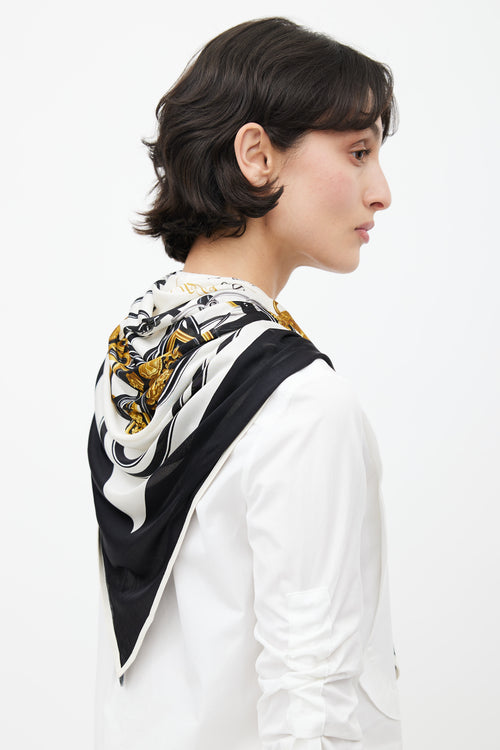 Hermès Black & White Brides De Gala 90 Scarf