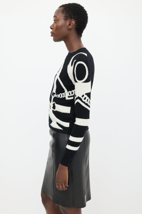Hermès Black & White Cashmere La Promenade Du Matin Sweater