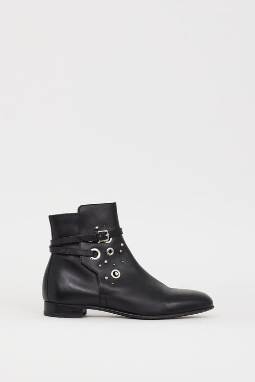 Hermès Black & Silver Leather Embellished Pixel Boot