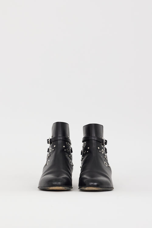Hermès Black & Silver Leather Embellished Pixel Boot