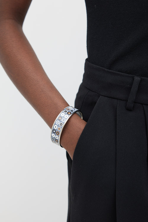 Hermès Blue & Multicolour Enamel Dancing Circles Bangle