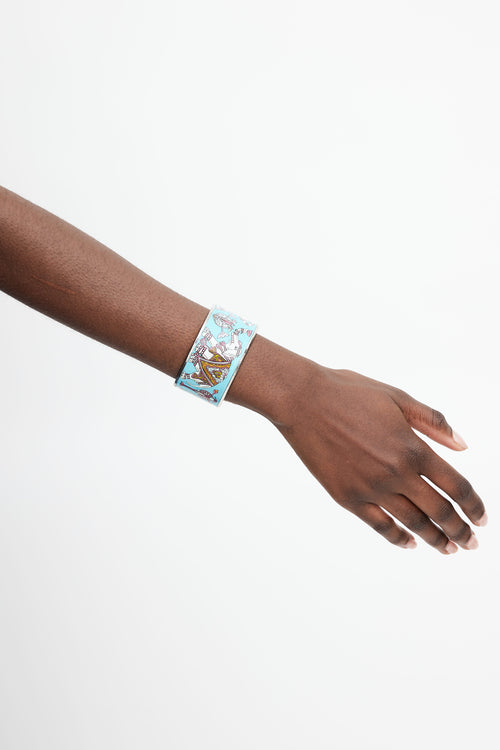 Hermès Teal & Multicolour Ameille GM Print Bangle