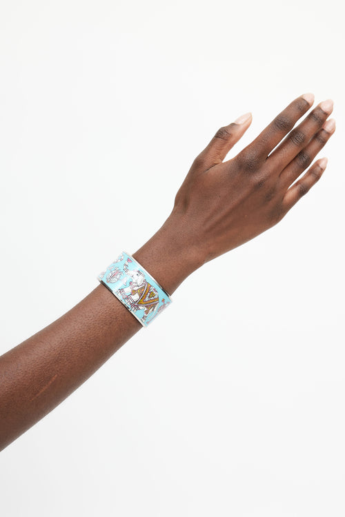 Hermès Teal & Multicolour Ameille GM Print Bangle