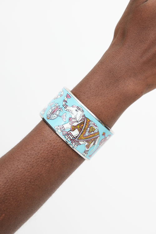 Hermès Teal & Multicolour Ameille GM Print Bangle