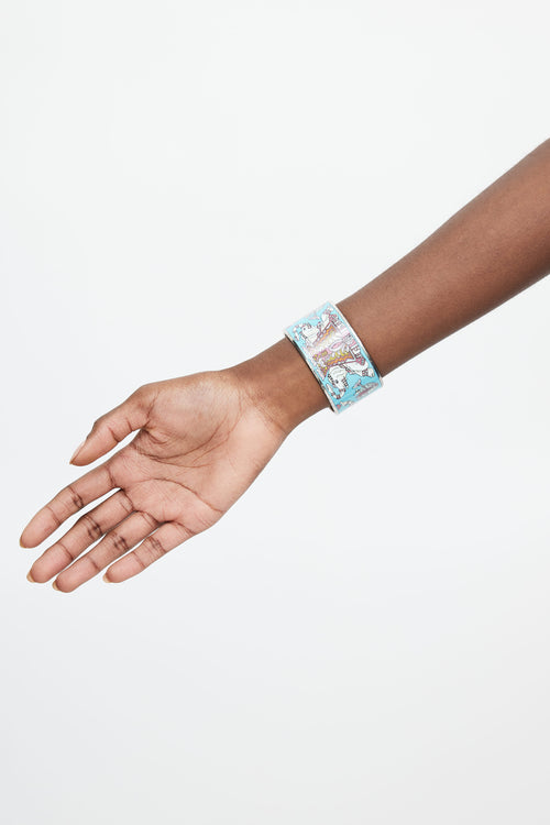 Hermès Teal & Multicolour Ameille GM Print Bangle