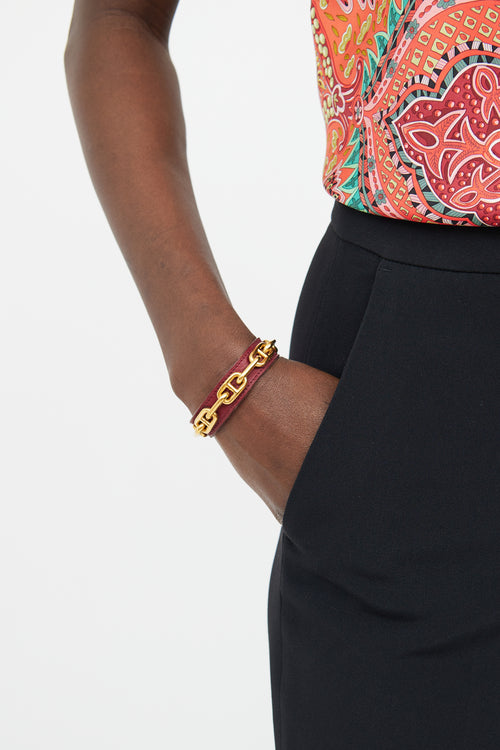 Hermès Brown Chaine D'ancre Leather Cuff