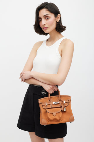 Hermès 2022 Gold Toile Goeland & Swift Leather Birkin Cargo 25 Bag