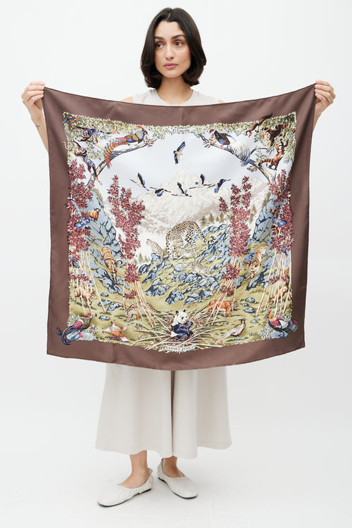 Hermès Brown & Multi Silk Sichuan Scarf