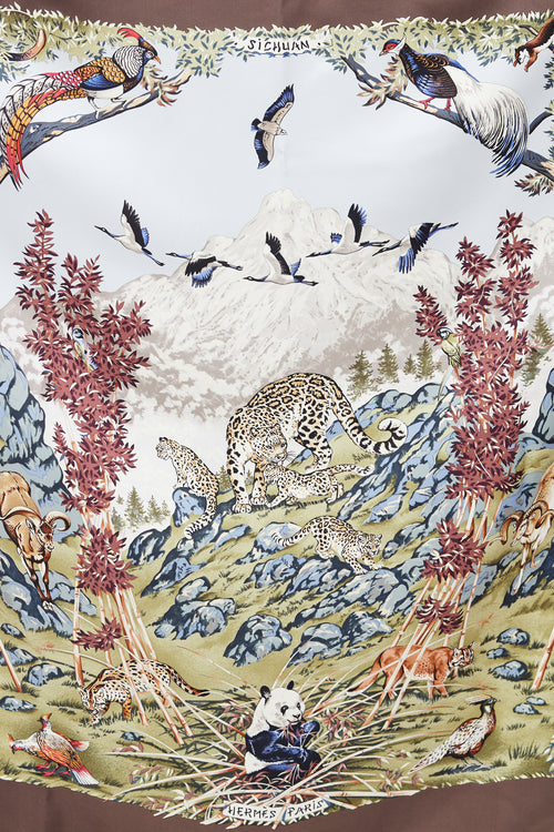 Hermès Brown & Multi Silk Sichuan Scarf