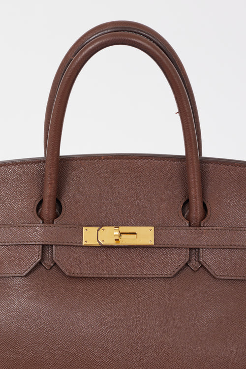 Hermès 1999 Havane Evergrain Leather & Gold Birkin 40 Bag