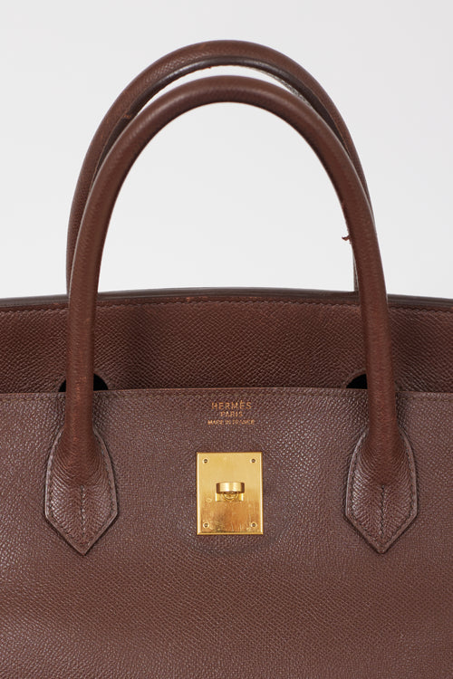 Hermès 1999 Havane Evergrain Leather & Gold Birkin 40 Bag