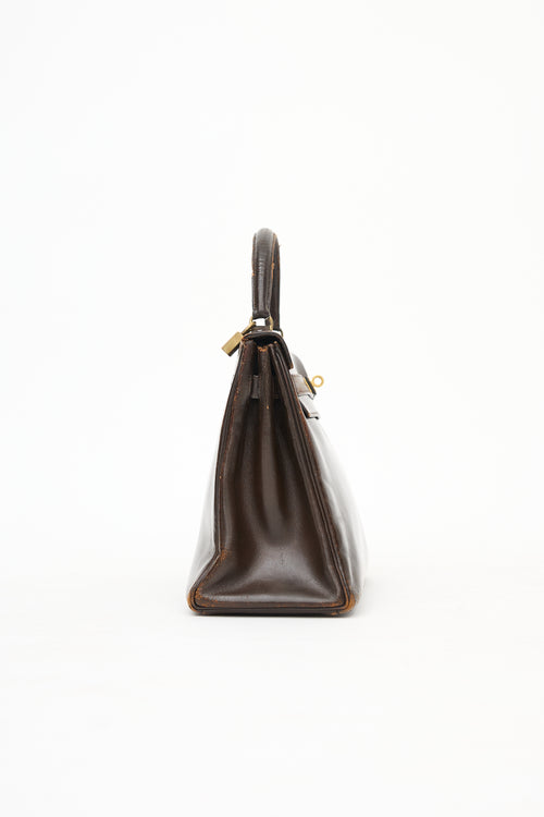 1971 Chocolate Box Leather Kelly Retourne 32 Bag