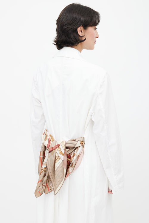 Hermès 2005 Pink & Taupe Carre En Carres 90 Scarf