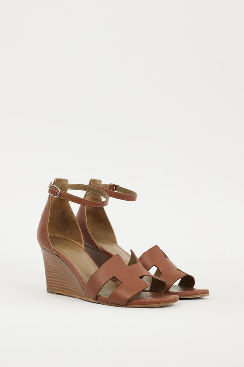 Hermès Brown & Silver Leather Legend Sandal