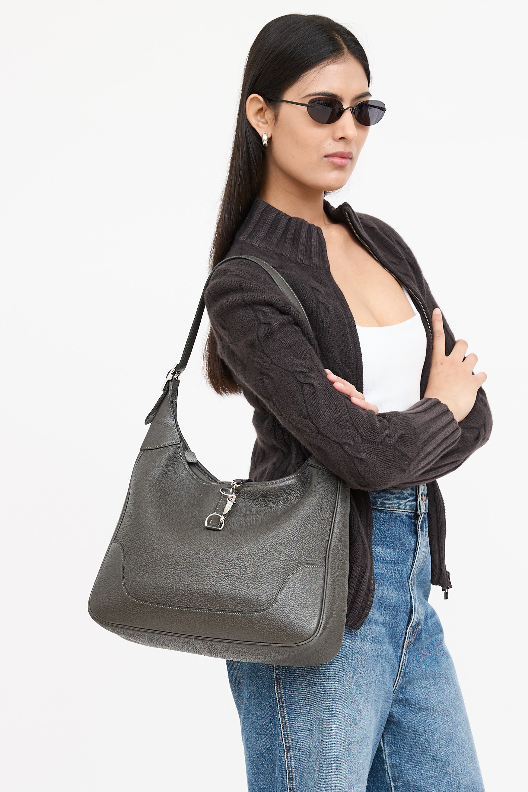 Hermès 2006 Graphite Clemence Trim 35 Bag